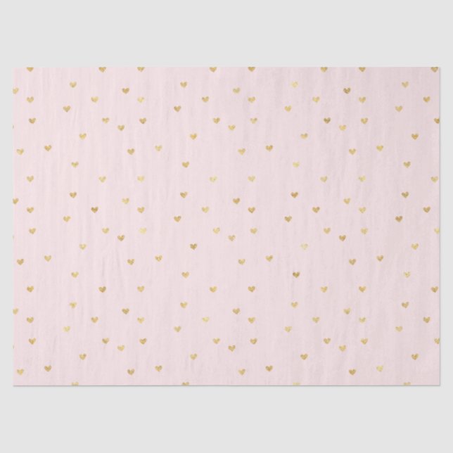 Papier Mousseline L'or rougissent de petits coeurs roses (Recto)
