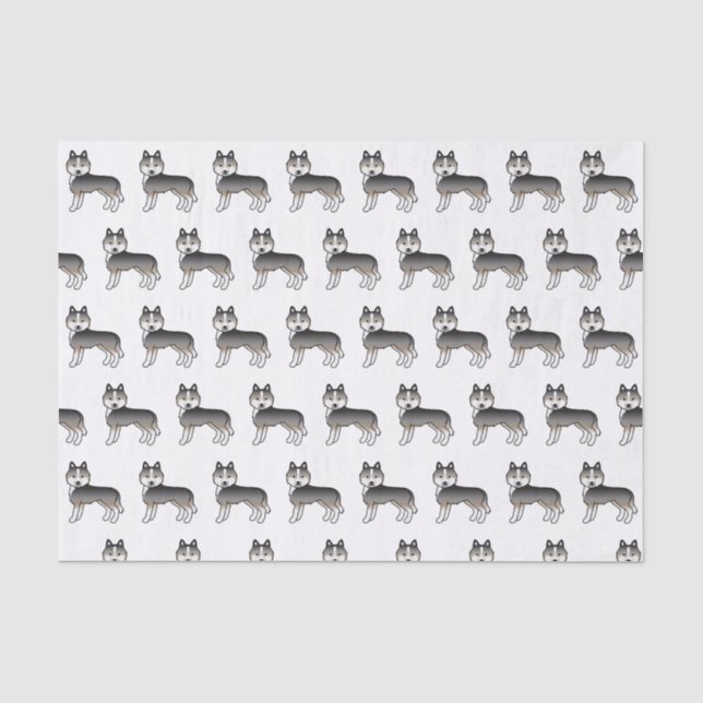 Papier Mousseline Loup clair Gris Sibérien Husky mignon Motif (Recto)