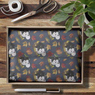 Papier Mousseline Loups Blancs Noirs Clair de Lune Feuilles d'Automn