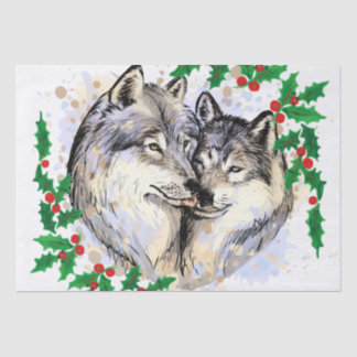 Papier Mousseline Loups de Noël