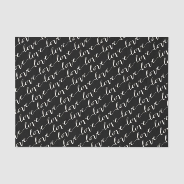Papier Mousseline Love Classic Script Chic Calligraphie Tissu Papier (Recto)