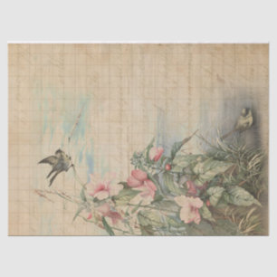 Papier Mousseline Love Letter with Hibiscus Decoupage   Tissue Paper