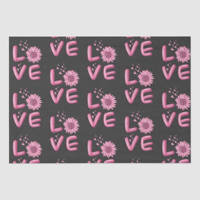 Papier Mousseline Love Tournesol Rose (Recto)