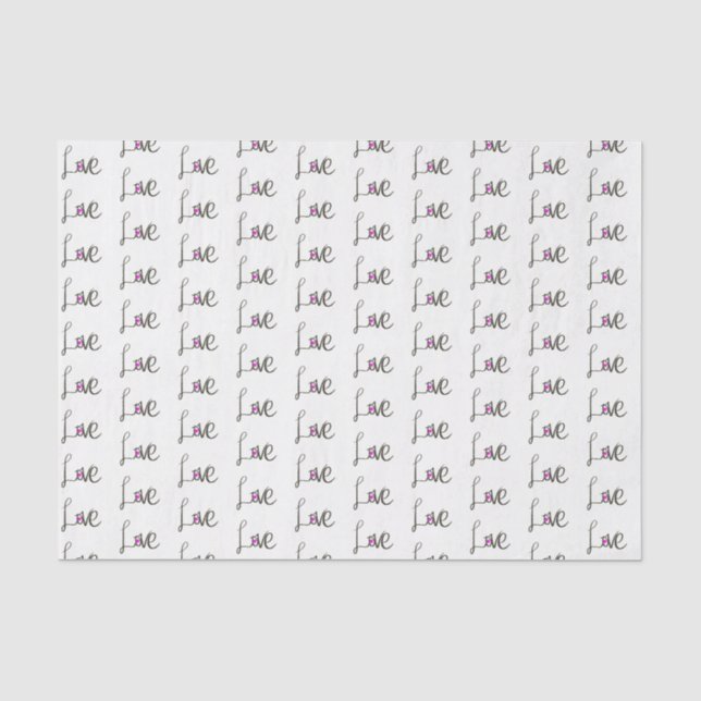 Papier Mousseline Love typographie (Recto)