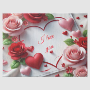 Papier Mousseline Love Valentine's Day Rose Tissu Paper