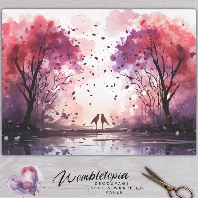 Papier Mousseline Lovebirds de Whimsal et découpage de l'arbre d'aqu (Créateur téléchargé)