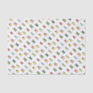 Papier Mousseline Lovebugs Watercolor Beetles Motif