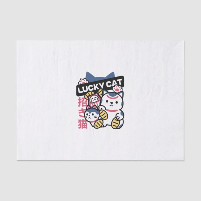 Papier Mousseline Lucky Cat Maneki Neko – Japanese Fortune Cat  (Recto)