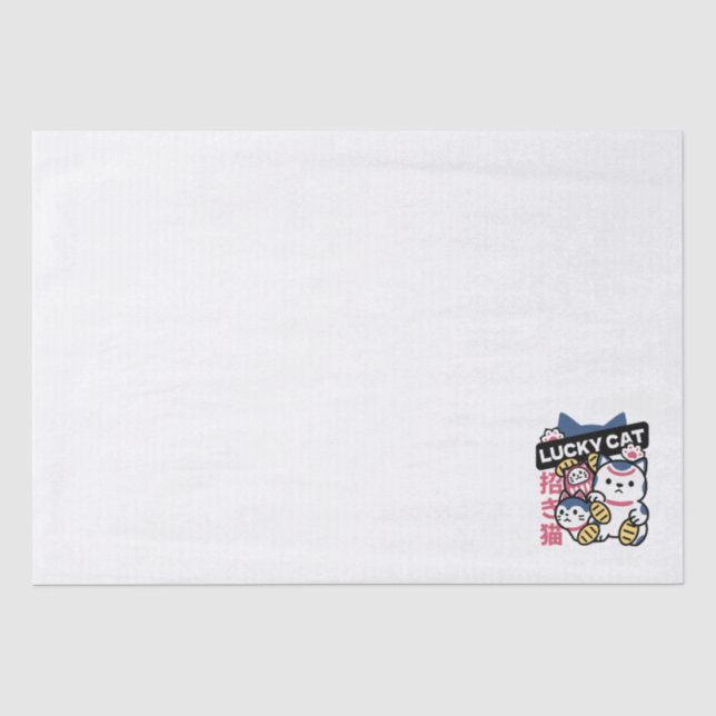 Papier Mousseline Lucky Cat Maneki Neko – Japanese Fortune Cat  (Recto)