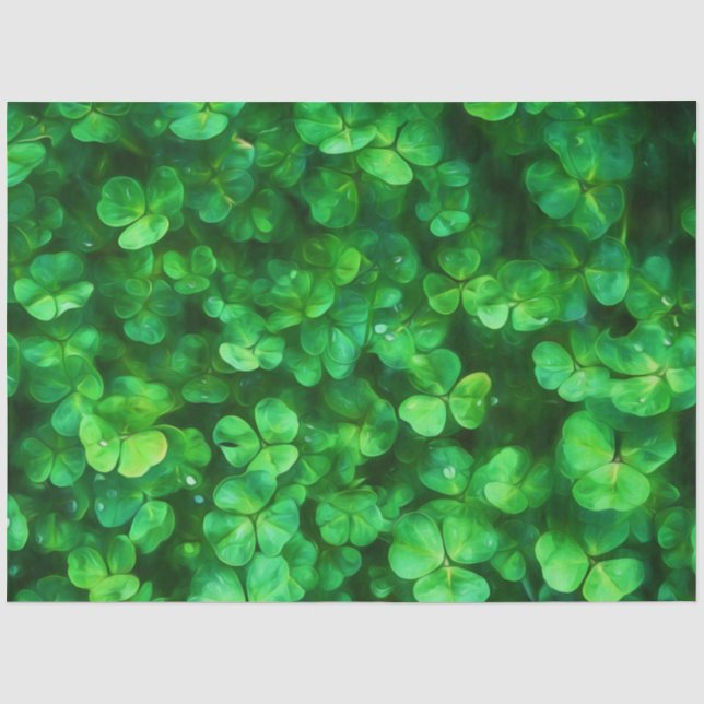 Papier Mousseline Lucky Celtic Irish Green Shamrocks (Recto)