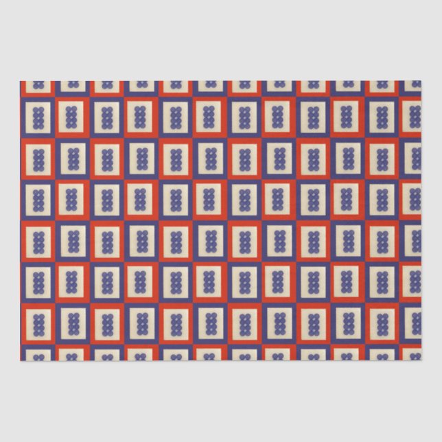 Papier Mousseline Lucky Huit Carrelage Mahjong. (Recto)
