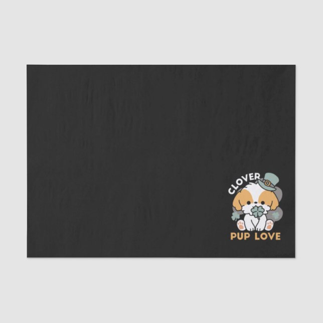Papier Mousseline Lucky Pup with Clover - St. Patrick's Day Cadeau (Recto)