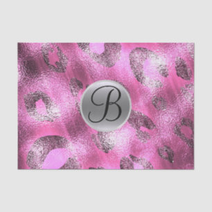 Papier Mousseline Lueur de léopard rose Monogramme élégant Lettre In