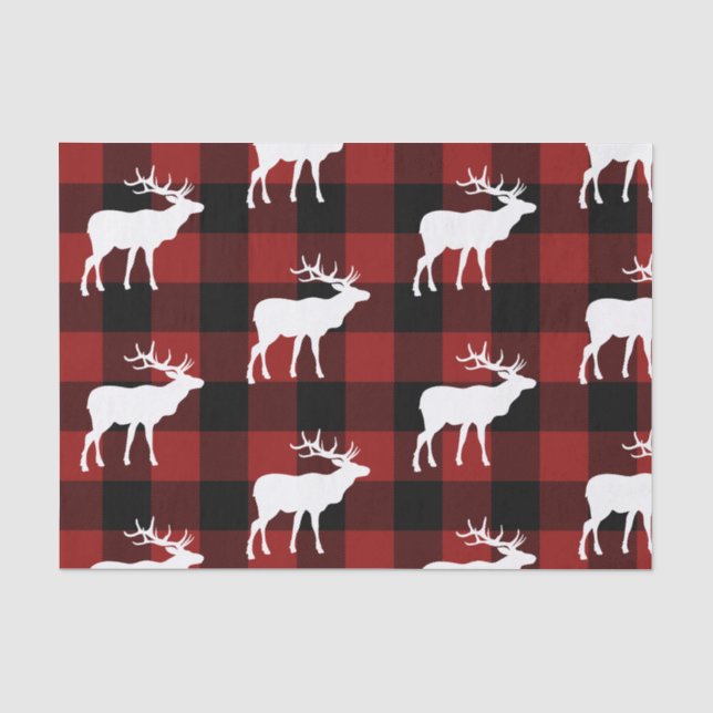 Papier Mousseline Lumberjack Red Buffalo Plaid Buck Motif Holiday (Recto)
