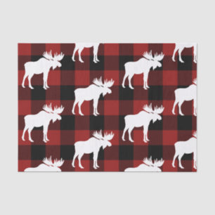 Papier Mousseline Lumberjack Red Buffalo Plaid Moose Motif Holiday