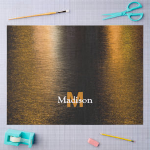 Papier Mousseline Lumières abstraites mer brillant monogramme bronzé