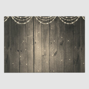 Papier Mousseline Lumières de fées en bois rustique Noël étincelant