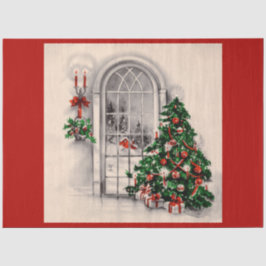 Papier Mousseline Lumières de la fenêtre de Noël en rouge