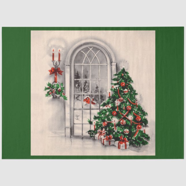Papier Mousseline Lumières de la fenêtre de Noël en vert (Recto)