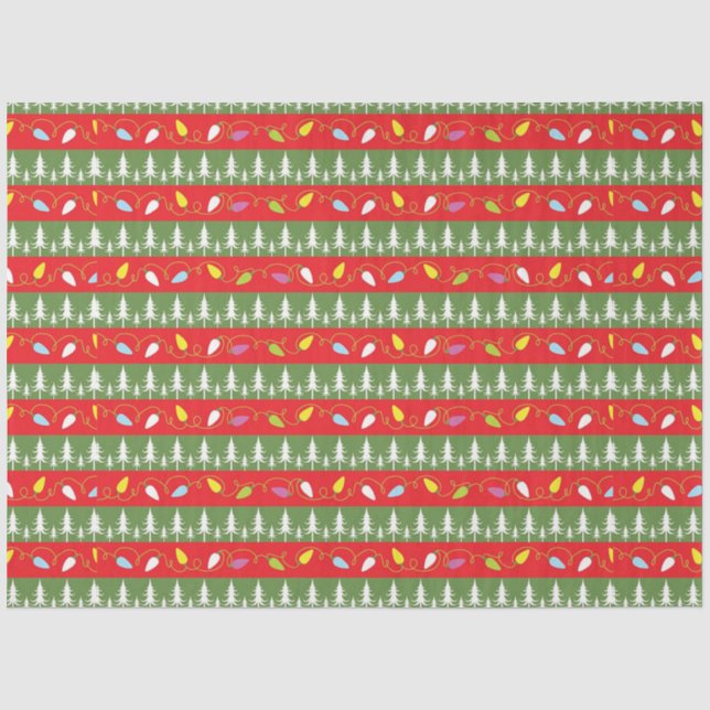 Papier Mousseline Lumières et arbres de Noël (Recto)