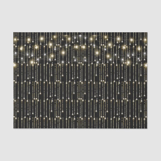 Papier Mousseline Lumières Étincelantes Or Sur Noir (Recto)