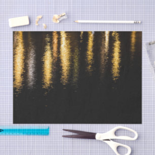 Papier Mousseline Lumières nocturnes Abstraites mer brillant or noir