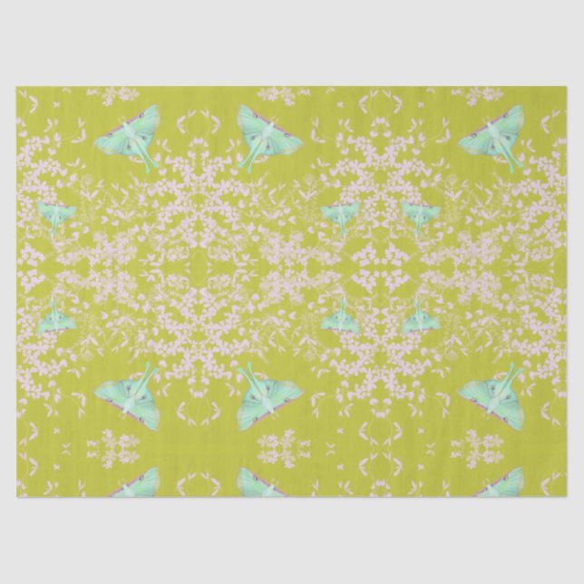 Papier Mousseline Luna Moth on Lime (Recto)