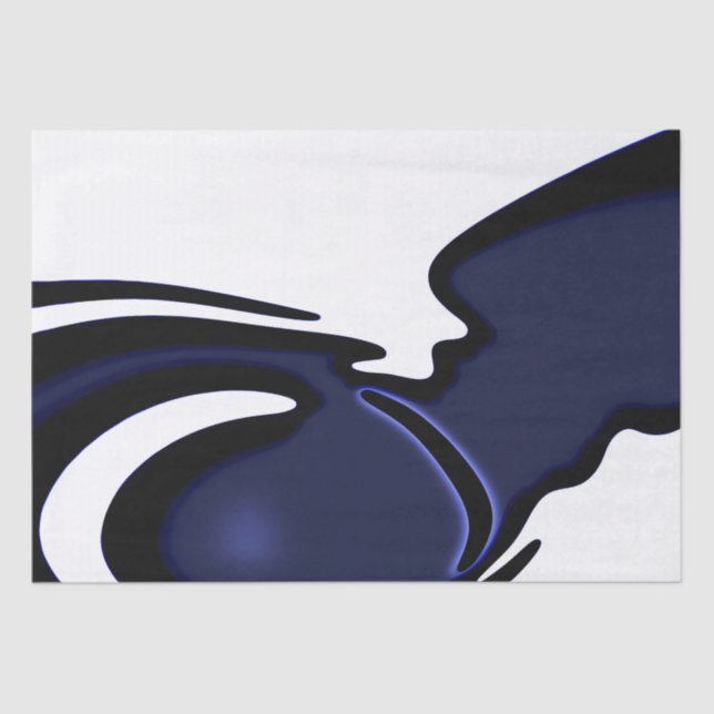 Papier Mousseline Lune bleue : Bleu Abstrait, Blanc & Noir (Recto)