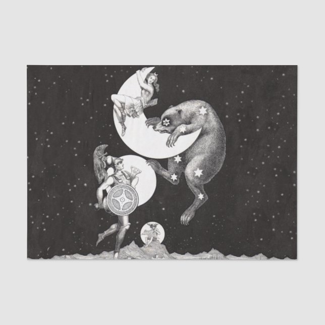 Papier Mousseline Lune céleste ciel Univers Dieu Nuit Illustration (Recto)