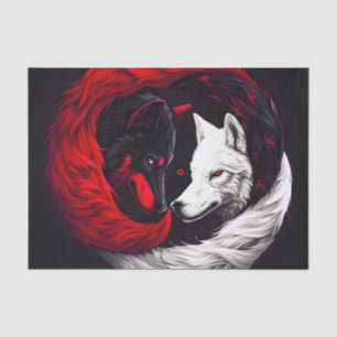 Papier Mousseline Lune Crimson Loup blanc rouge
