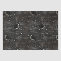 Lune de nuit étoilée céleste et étoiles Noir