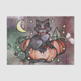 Papier Mousseline Lune de patchs Citrouille de chat noir