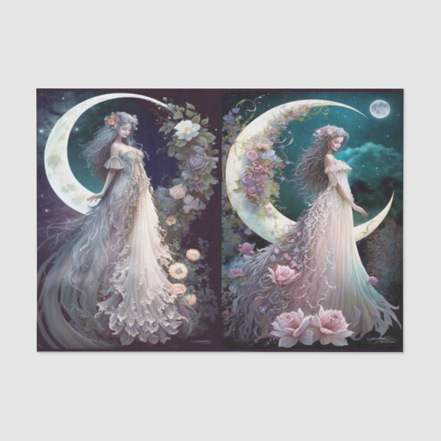 Papier Mousseline Lune et Rose (Recto)