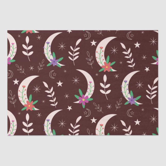 Papier Mousseline Lune florale Boho magique (Recto)