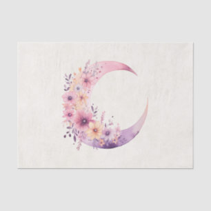 Papier Mousseline Lune rose Croissant avec de jolies fleurs