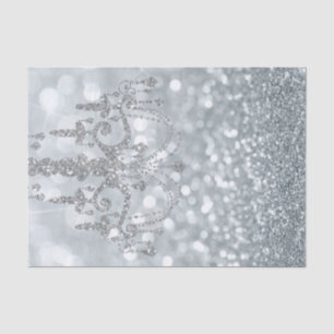 Papier Mousseline Lustre Glamour Bokeh Pailleté Argenté Blanc Étince