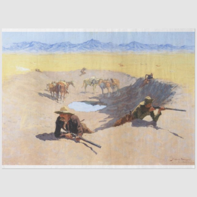 Papier Mousseline Lutter pour le trou d'eau (par Frederic Remington) (Recto)