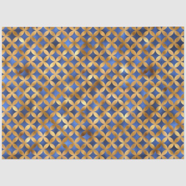 Papier Mousseline Luxe Blue et Gold Series Design 16 (Recto)