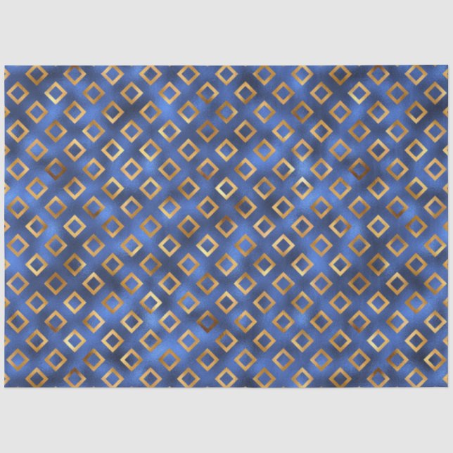 Papier Mousseline Luxe Blue et Gold Series Design 18 (Recto)