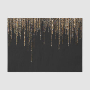 Papier Mousseline Luxe Chic Black Gold Fringe Parties scintillant ét