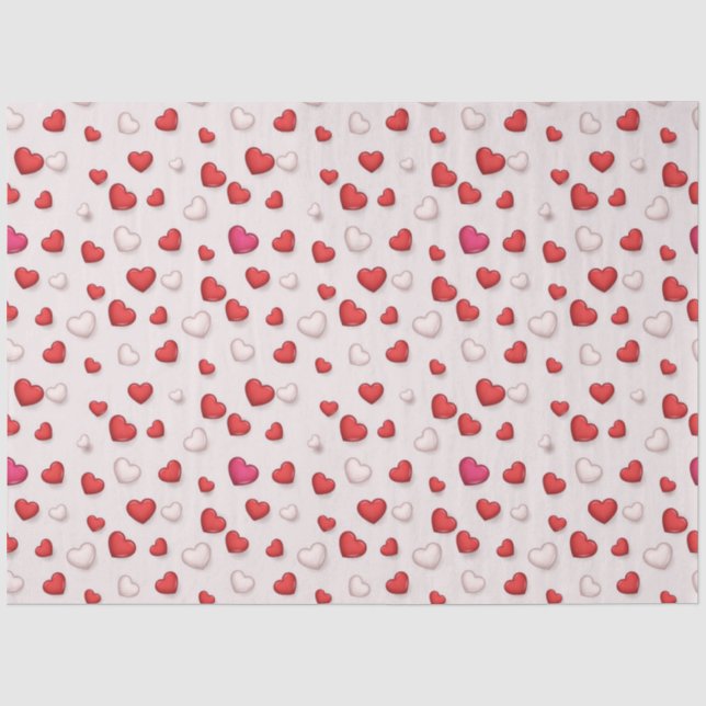 Papier Mousseline Luxe Moderne Élégant Amour Rouge Coeur (Recto)