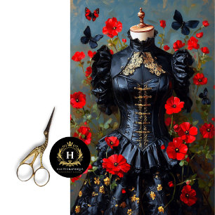 Papier Mousseline Luxe noir gothique en corse Mannequin rouge Floral