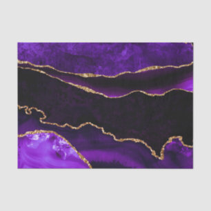 Papier Mousseline Luxueux Anniversaire Joyeux Strass Agate Violet Or
