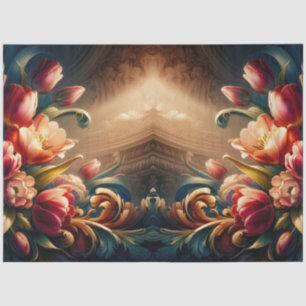 Papier Mousseline Luxueux Ethéal Baroque Floral Decoupage