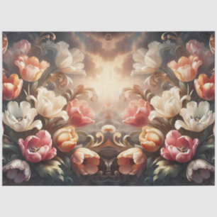 Papier Mousseline Luxueux Ethéal Baroque Floral Decoupage