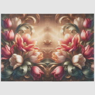 Papier Mousseline Luxueux Ethéal Baroque Floral Decoupage