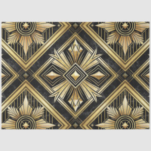 Papier Mousseline Luxueux Golden Geometry années 1920 Dimond Art Dec