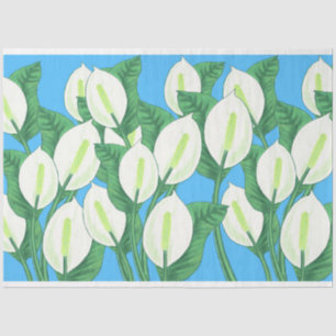 Papier Mousseline Lys blancs sur arrière - plan bleu pâle