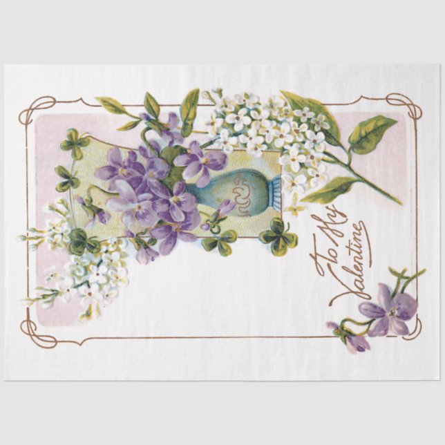 Papier Mousseline Lys et violets vintages Valentine (Recto)
