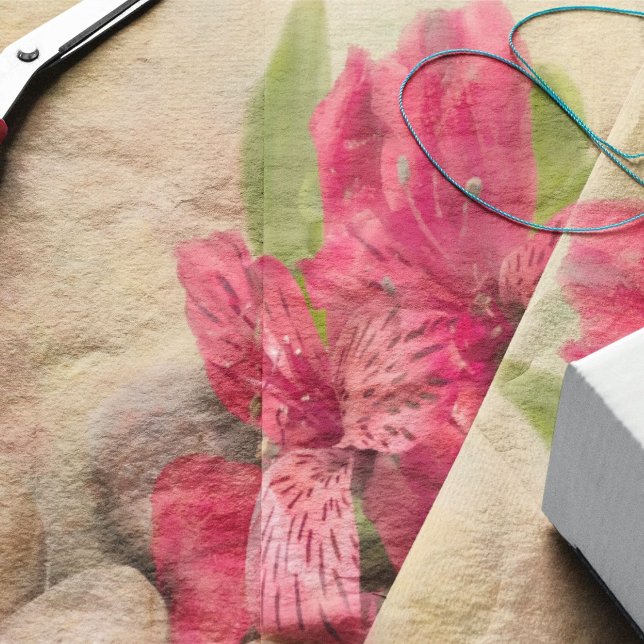 Papier Mousseline Lys Péruviens Roses Avec Pierres (Créateur téléchargé)